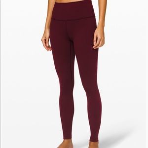NWT Lululemon Wunder Under maroon leggings 25"